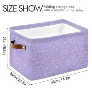 Purple Sequins Storage Basket Bins Foldable Decorative Storage Box Laundry Hamper Baskte Storage for Playroom Living Bed Room Office Clothes Nursery,2 pcs