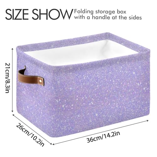 Purple Sequins Storage Basket Bins Foldable Decorative Storage Box Laundry Hamper Baskte Storage for Playroom Living Bed Room Office Clothes Nursery,2 pcs