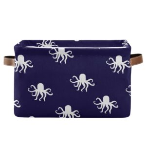 cartoon octopuses blue storage basket bins decorative toy organizer bins laundry hamper baskets with handles for office bedroom clothes bedroom living room,1 pcs