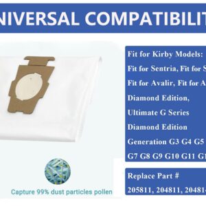 10-Pack Compatible with Kirby vacuum bag Fit for Sentria Fit for Avalir Ultimate G All Generations & Models Part 205811 204811 204814 204808