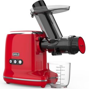 cold press juicer, masticating juicer machines for vegetable and fruit high juice yield with 2 speeds/reverse function/quiet motor/3 inch large chute, dishwasher safe ideal for home, red