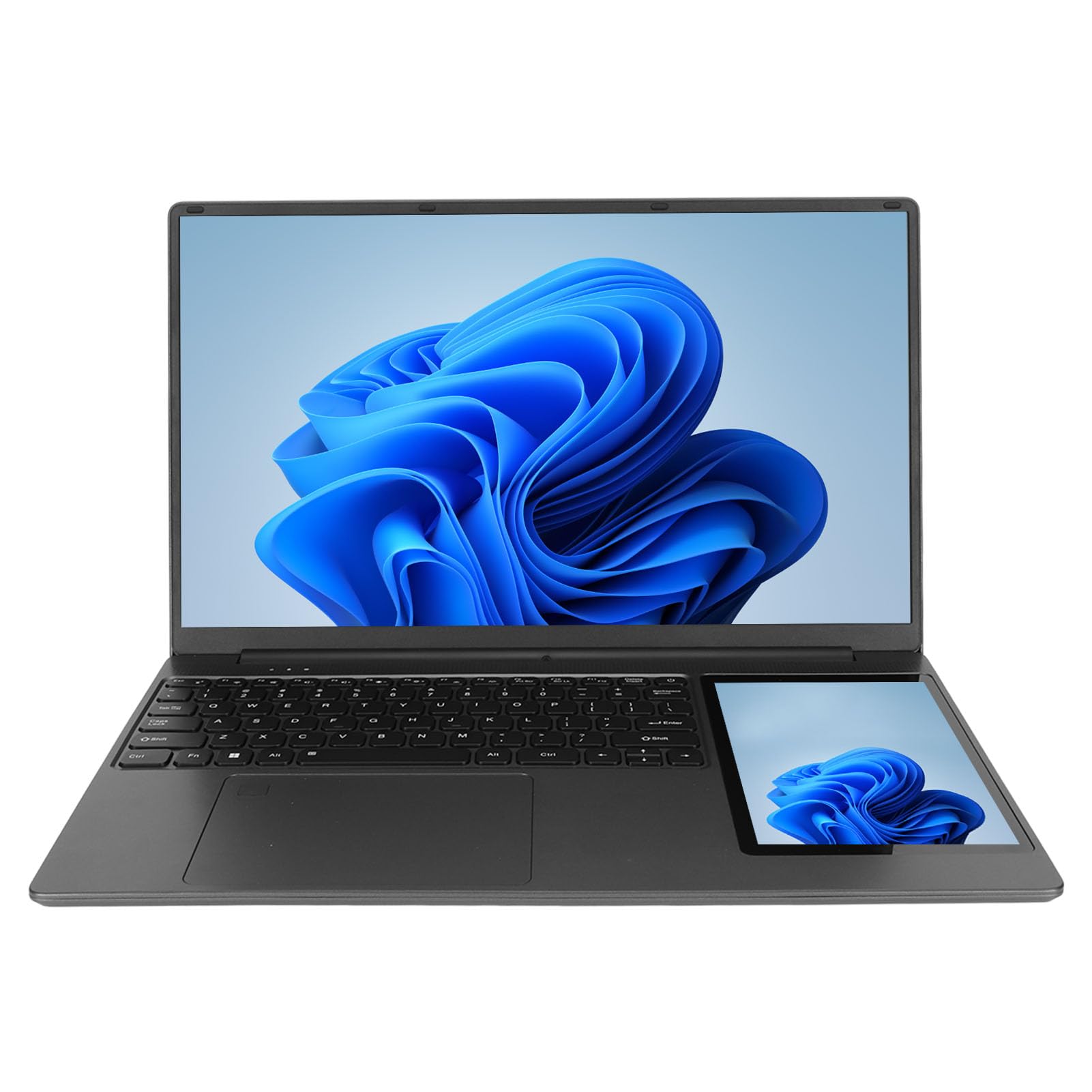 EBTOOLS Double Screen Laptop 15.6 inch, Quad Core CPU, 16GB RAM, Keyboard Backlit, Interfaces, for Win 11, 1920 x 1080 Resolution, inbuilt, 7000mAh Battery (16+512G US Plug)