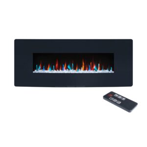 nilecc electric fireplace insert, 36" in-wall recessed and wall mounted 1500 w faux fireplace fit for 2x 4 and 2x 6 stud with remote control, log & crystal