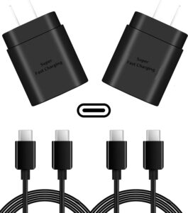 usb c fast charger for samsung 25w android phone charger 2 pack wall charger block with 6.6ft fast charging cable for samsung galaxy s23 ultra, s23+/s23/s22/s21/s20/note 20/note 10