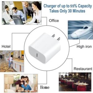 iPhone 15 Charger 20W USB C Charger for iPhone 15/15 Plus/Pro Max, iPad Pro 12.9/11 inch, iPad Air 5th/4th, iPad 10th, 2Pack PD Fast Charger Block with 6.6FT Long USB C to C Cable