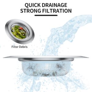 Kitchen Sink Strainer Stainless Steel, Kitchen Sink Drain Strainer, Kitchen Sink Drain Basket, Sink Strainers with Large Wide Rim 4.5" Diameter for Kitchen Sinks … (Stainless Steel)