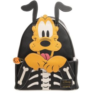 loungefly disney pluto skellington glow-in-the-dark mini-backpack - entertainment earth exclusive