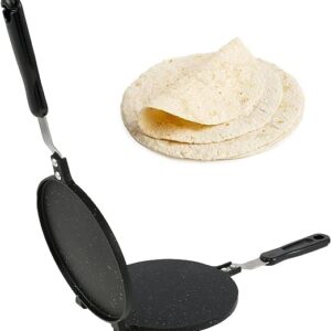 KOMFOR Tortilla Press Pan Non-Stick Flour Tortilla Press with Bakelite Handle Heavy-Duty Aluminum Tortilla Dough Press Pan Multipurpose Tortilla Press Stove Top Pan for Kitchen Tortilla Press Pan