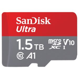 sandisk 1.5tb ultra microsdxc uhs-i memory card with adapter - up to 150mb/s, c10, u1, full hd, a1, microsd card - sdsquac-1t50-gn6ma [new version]