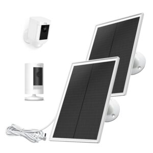 ring camera solar panel, compatible with ring stick up cam battery, ring spotlight cam battery, not for spotlight plus/pro, waterproof, 6w fast charging, dc3.5mm plug (2pack)