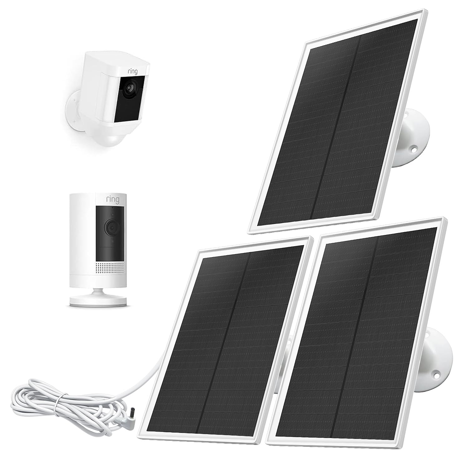 Ring Camera Solar Panel, Compatible with Ring Stick Up Cam Battery, Ring Spotlight Cam Battery, Not for Spotlight Plus/Pro, Waterproof, 6W Fast Charging, DC3.5mm Plug (3Pack)