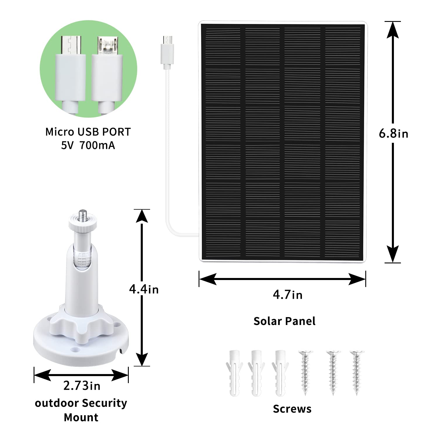 Solar Panel Compatible with Wyze Cam Outdoor,5V 3.5W USB Port Solar Panel Charger Compatible with Rechargeable Battery Powered Cam, Waterproof Solar Panel with 10ft Charging Cable (1pack)