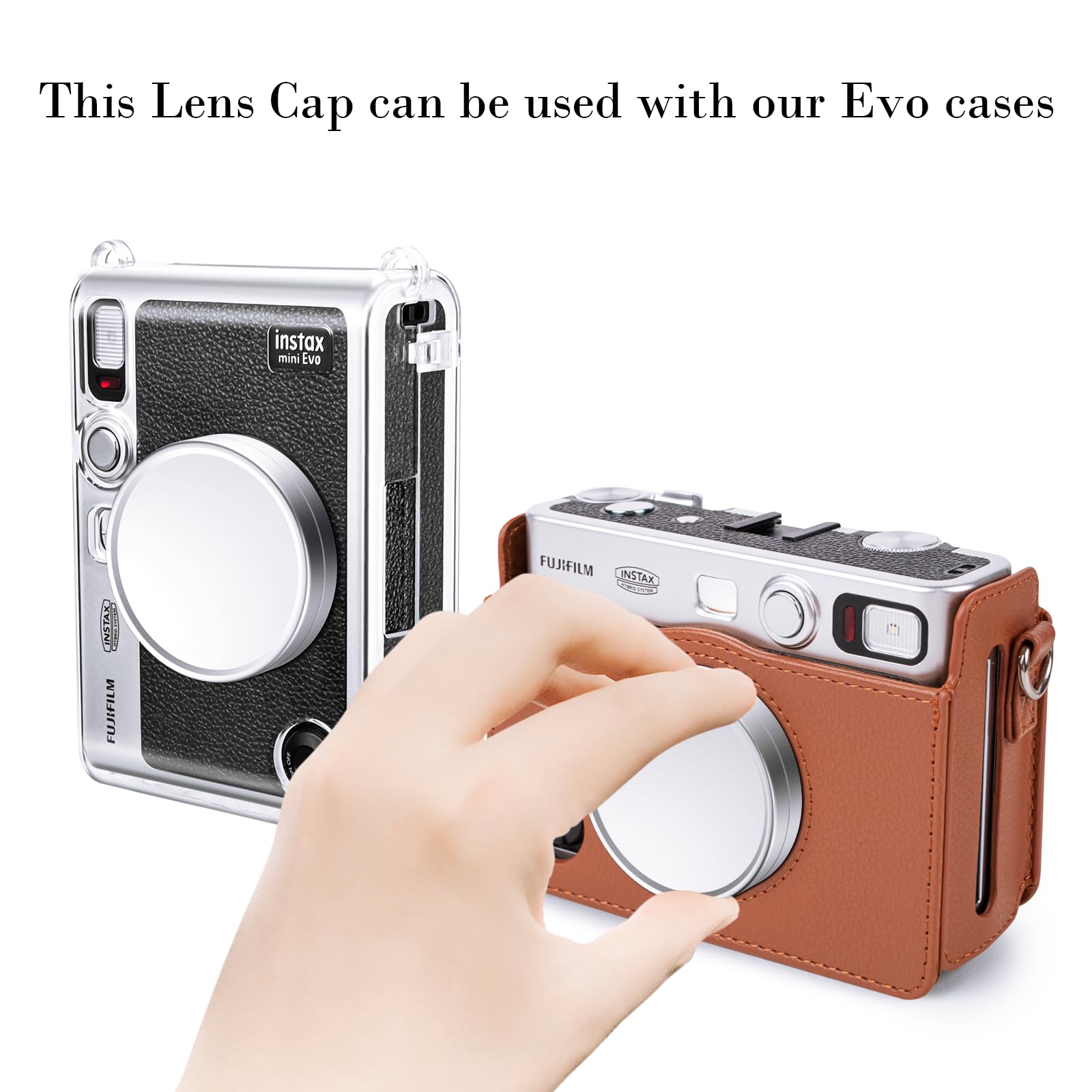 Rieibi Lens Cap for Fujifilm Instax Mini Evo, Fuji Mini Accessories for Fuji Instax Mini Evo Lens Cover, Anti-Scratches Aluminum Mini Evo Lens Cap with Flocking Internal