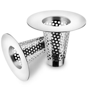mestream 2pcs bathroom sink drain strainers, 1" small conical premium stainless steel porous hair catcher, drainer filter, fit for 1.20"-1.60", depth than 1.60" drain hole