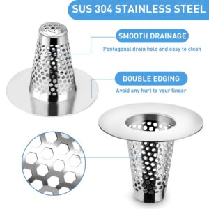 Mestream 2PCS Bathroom Sink Drain Strainers, 1" Small Conical Premium Stainless Steel Porous Hair Catcher, Drainer Filter, Fit for 1.20"-1.60", Depth Than 1.60" Drain Hole