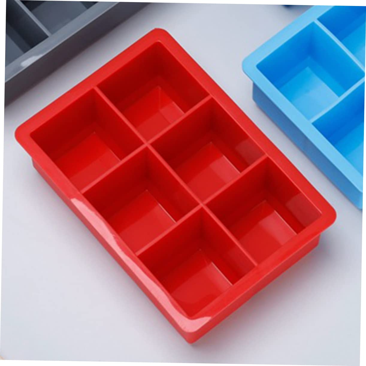 Amosfun 9 Pcs Six Grid Silicone Bakeware 9x9 Baking Pan Cornbread Pan Smore Molds Silicone Muffin Pan Brownies Silicone Baking Tray Baking Supplies Loaf Pan - Ice Tray