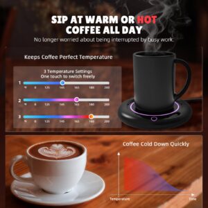 40W Coffee Mug Warmer with Auto Shut Off for Desk, Cup Warmer Smart 3 Level Temperature Settings, Electric Beverage Tea Water Milk Warmer for All Cups and Mugs, Heating Plate Candle Wax Warmer