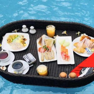 Rattan Floating Tray - Extra Large Pool Serving Basket for Drinks, Brunch, Food - Wedding Photography Accessory - Water Floats - Deluxe Design