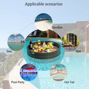 Rattan Floating Tray - Extra Large Pool Serving Basket for Drinks, Brunch, Food - Wedding Photography Accessory - Water Floats - Deluxe Design