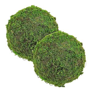 abaodam wedding mossy balls 2pcs artificial home decor artificial green plant fake mossy balls floral mosses ball decoration fake moss balls decorative moss balls grass ball wedding foam