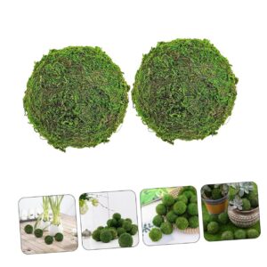 Abaodam Wedding Mossy Balls 2pcs Artificial Home Decor Artificial Green Plant Fake Mossy Balls Floral Mosses Ball Decoration Fake Moss Balls Decorative Moss Balls Grass Ball Wedding Foam