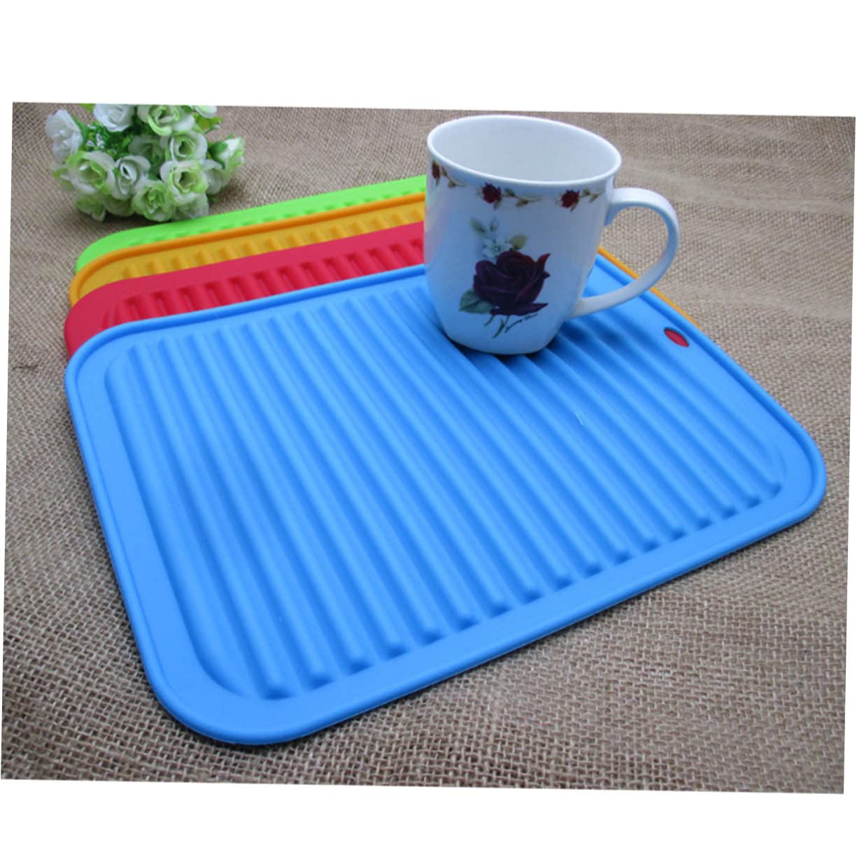 NOLITOY 3pcs Silicone Mat Dish Drying Mats Insulation Pad Silicone Mat Drain Tray Non-slip Pad Dining Table