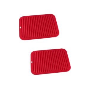 nolitoy 2pcs silicone mat dish drying mat coasters for dining table insulation pad silicone mat drain tray non-slip pad