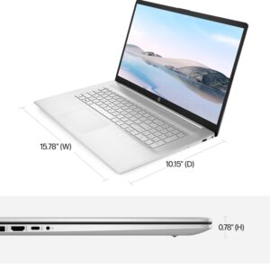 HP 17 Laptop, 17.3” HD+, Intel Quad Core i3-1125G4 Processor, 32GB RAM, 1TB SSD, Windows 11 Pro, Anti-Glare Display, Long Battery Life, Wi-Fi, Bluetooth, Webcam, HDMI, Alpacatec Accessories, Silver