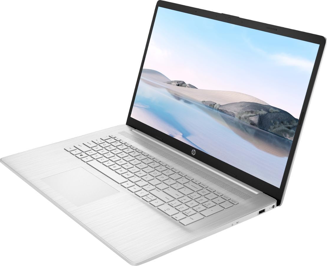 HP 17 Laptop, 17.3” HD+, Intel Quad Core i3-1125G4 Processor, 32GB RAM, 1TB SSD, Windows 11 Pro, Anti-Glare Display, Long Battery Life, Wi-Fi, Bluetooth, Webcam, HDMI, Alpacatec Accessories, Silver