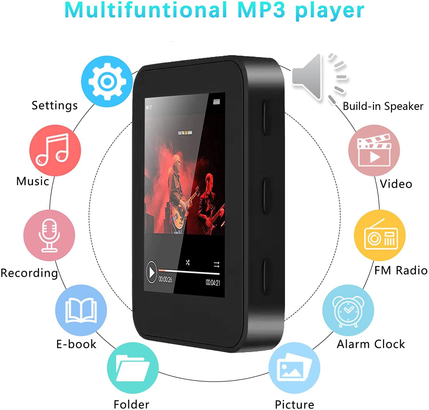 MP3 Player / MP4 Player, Hotechs MP3 Music Player with 32GB Memory SD Card Slim Classic Digital LCD 1.82'' Screen Mini USB Port with FM Radio, Voice Record