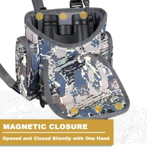 UIIHUNT Binocular Harness Chest Pack - Lightweight Bino Harness with Rangefinder Pouch - Durable Binocular Chest Packs for Hunting & More (Camo)