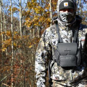 UIIHUNT Binocular Harness Chest Pack - Lightweight Bino Harness with Rangefinder Pouch - Durable Binocular Chest Packs for Hunting & More - Bino Harness Holds rangefinders, Phones, ect (Grey)