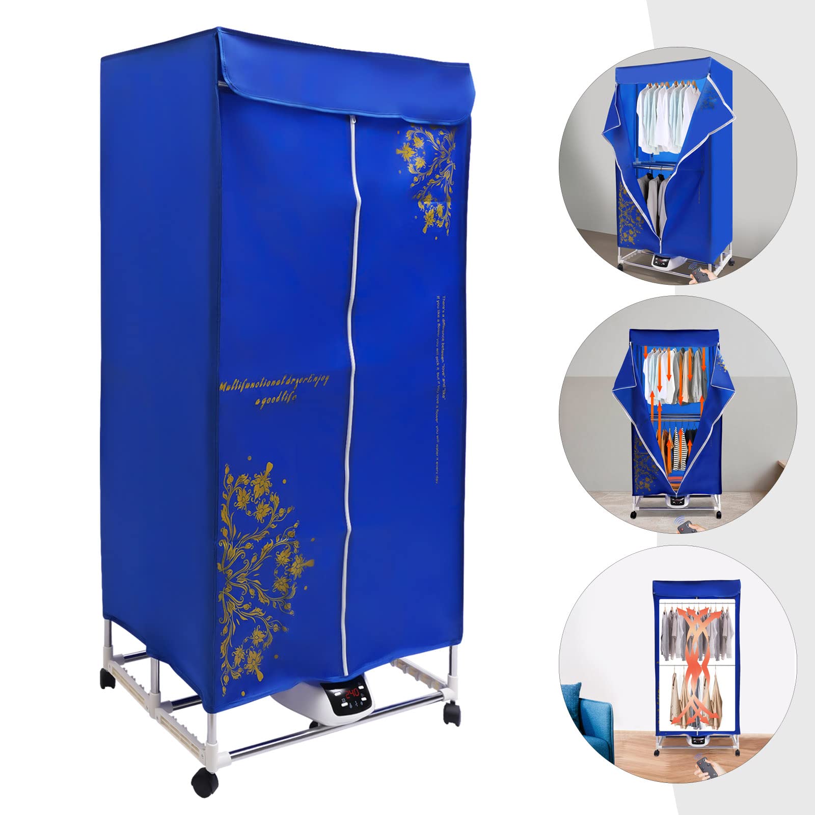 Portable Dryer, 1200-1500W Clothes Dryer, 66.14LBs Capacity Foldable 2-Tier Electric Portable Dryer Rack, Energy Saving Mini Dryer with Digital Automatic Timer for Apartment House RV