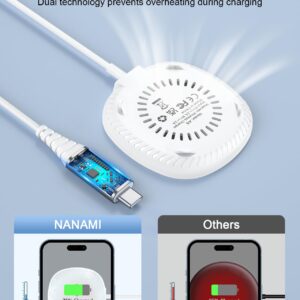 NANAMI Magnetic Wireless Charger iPhone Compatible with MagSafe Charger for iPhone 15/14/13/12 Pro/Max/Plus, Fast Wireless Charging Pad Phone Charger for AirPods 3 2 Pro with USB-C 30W PD Adapter