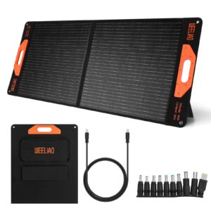 solar panels 18v 100w foldable solar panel for power station with 10 connectors lightweight monocrystalline solar panel charger for power bank, power supply, laptop,phone, solar generator, fishing