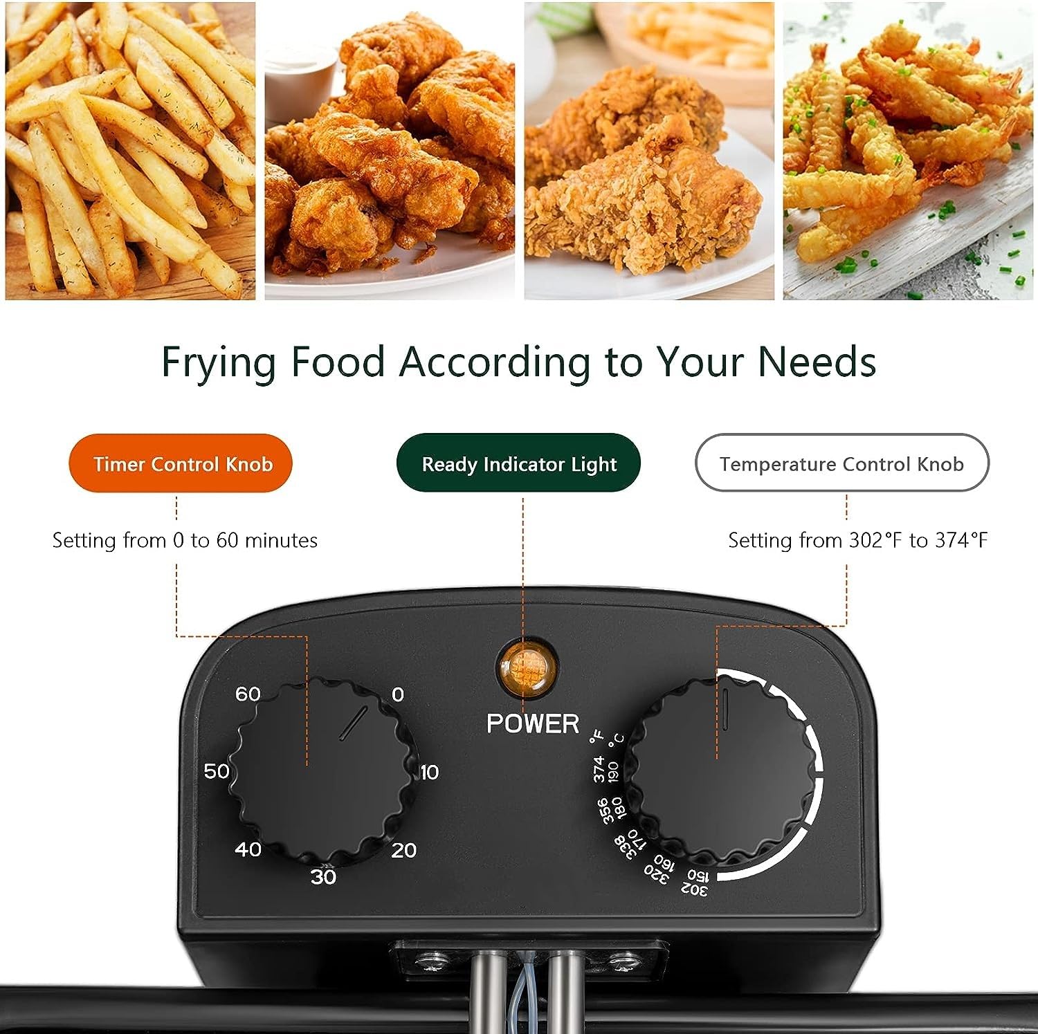 MEDIMALL Deep Fryer with Basket, 5.3QT/21Cup Electric Oil Fryer for Home Use, 1700w Stainless Commercial Countertop Fryers w/View Window/Timer Control/Temperature Knob, Small Fat Fryer for Chicken