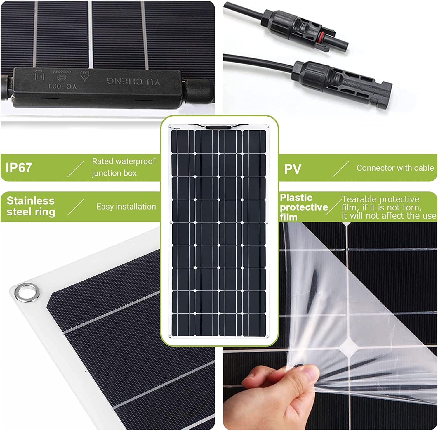 200 Watt Solar Panel Kit, 2 pcs 100 Watt Flexible Monocrystalline Solar Panel with 1pcs car Inverter and 1pcs 40A Charge Controller for 12-24V Battery Charging Car Battery Camper RV Yacht Boat