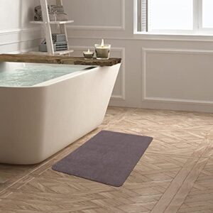 faironly bath mat rug thin under door bathroom floor mats rubber non slip super absorbent bathroom rugs for bathtub shower sink bathroom under door, 17" x 24", brown