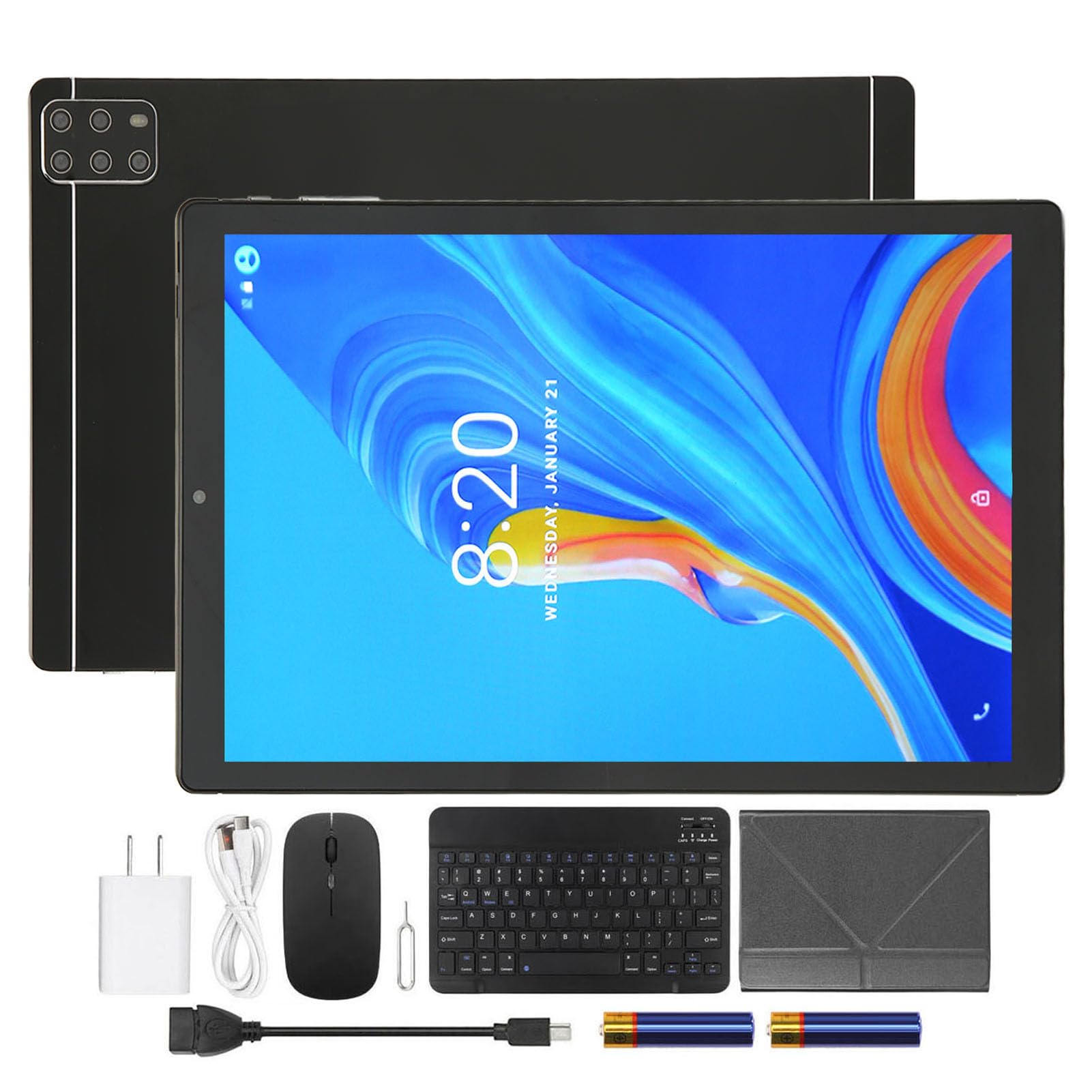 Airshi 2 in 1 Tablet, Dual Speakers 1960x1080 Tablet with Keyboard for Study (US Plug)