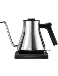 gooseneck electric kettle, offacy gooseneck kettle with 100% food grade 304 stainless steel, pour over kettle & coffee kettle, tea kettle 1200 watt quick heating, 0.9l, stainless steel