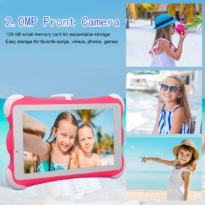 Airshi Kids Tablet, MTK6582 7 Inch 1280x800 Toddler Tablet 128GB Expandable Storage Eye Protection 6000mAh Rechargeable Battery for Playing (US Plug)