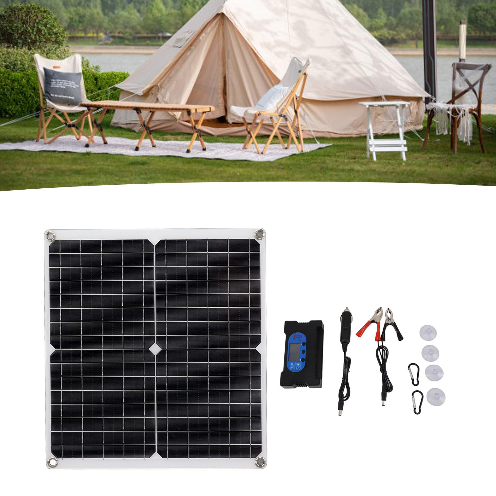 Solar Panel Kit, Monocrystalline Silicon Solar Charger with Controller Battery Maintainer Trickle Charger for Car RV Marine Boat