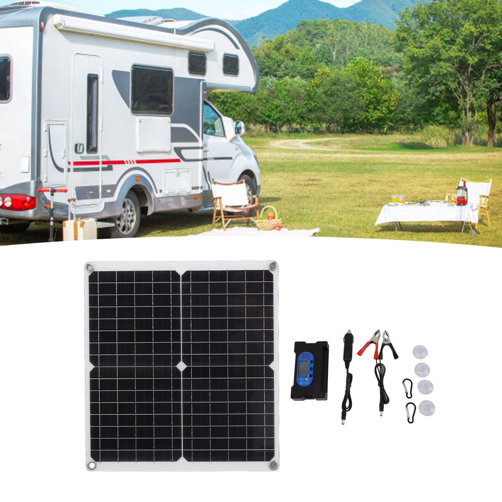 Solar Panel Kit, Monocrystalline Silicon Solar Charger with Controller Battery Maintainer Trickle Charger for Car RV Marine Boat