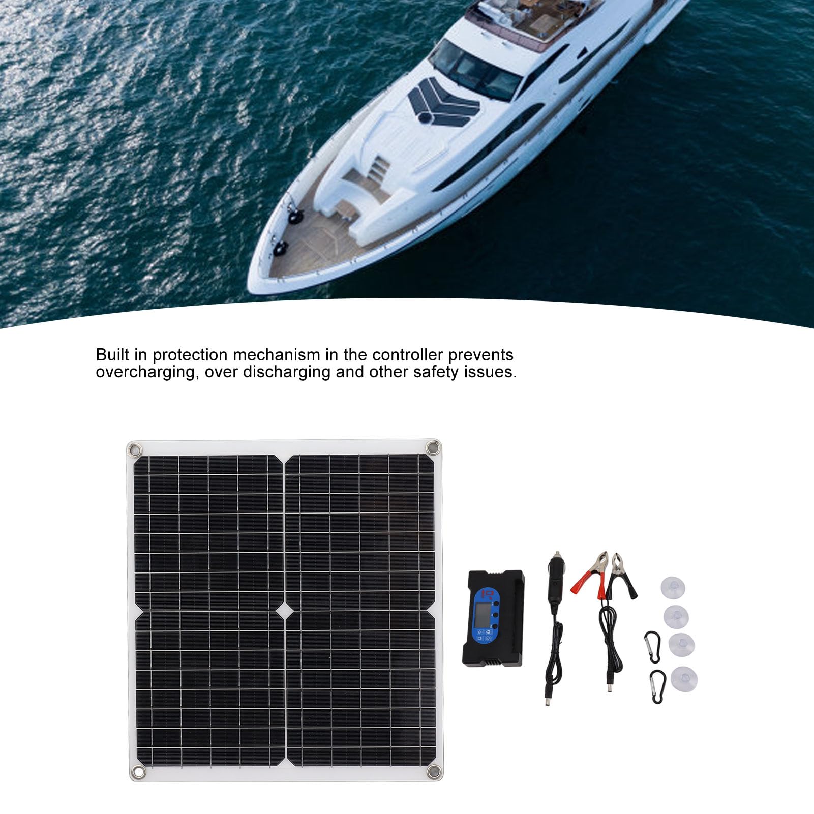 Solar Panel Kit, Monocrystalline Silicon Solar Charger with Controller Battery Maintainer Trickle Charger for Car RV Marine Boat