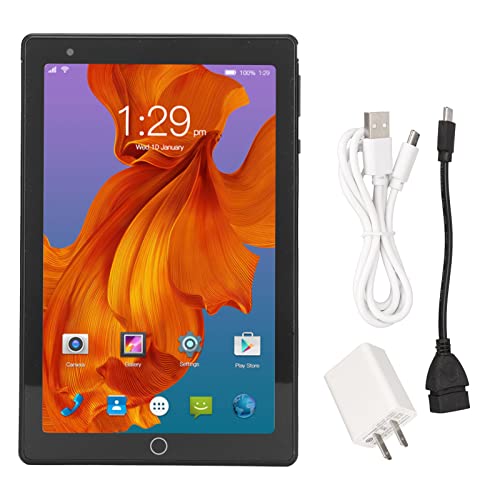 LJCM 8 Inch Tablet with 4GB RAM, 64GB ROM, Expandable Storage, Dual Camera, and HD Display - Android 10.0 Tablet - 100‑240V Charger Included Without TF Card - Black (US Plug)