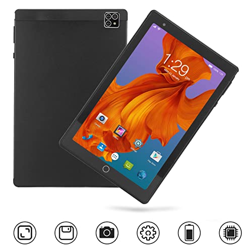 LJCM 8 Inch Tablet with 4GB RAM, 64GB ROM, Expandable Storage, Dual Camera, and HD Display - Android 10.0 Tablet - 100‑240V Charger Included Without TF Card - Black (US Plug)