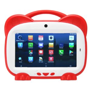 tablet, kids touch tablet us plug 100-240v hd 1080p support wifi 7 inch 5500mah dual camera for android 10.0 for girls (red)