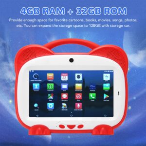 Tablet, Kids Touch Tablet US Plug 100-240V HD 1080P Support WiFi 7 Inch 5500mAh Dual Camera for Android 10.0 for Girls (Red)