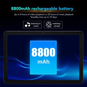 10.1 Inch Tablet FHD 12GB RAM 256GB ROM Octa Core 4G LTE, Tablet or Laptop with Stylus Mouse Keyboard, 10.1 Inch FHD Screen, Dual Camera,for Work, Home, and Travel (Light Blue)