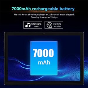 FHD Tablet, 100-240V 2 in 1 Dual Speakers Support 4G Fast Charging Calling 8GB 256GB Tablet PC for Study for Android 12 (US Plug)